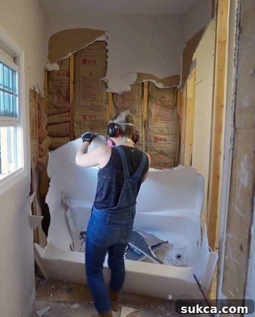 Post-Tub Demolition View of Bathroom