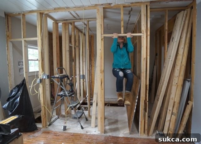 Jack and Jill bathroom framing.