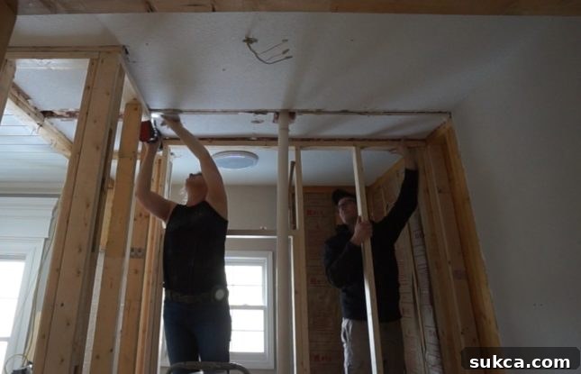 Jack and Jill bathroom framing.