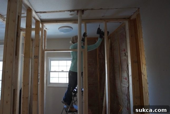 Jack and Jill bathroom framing.