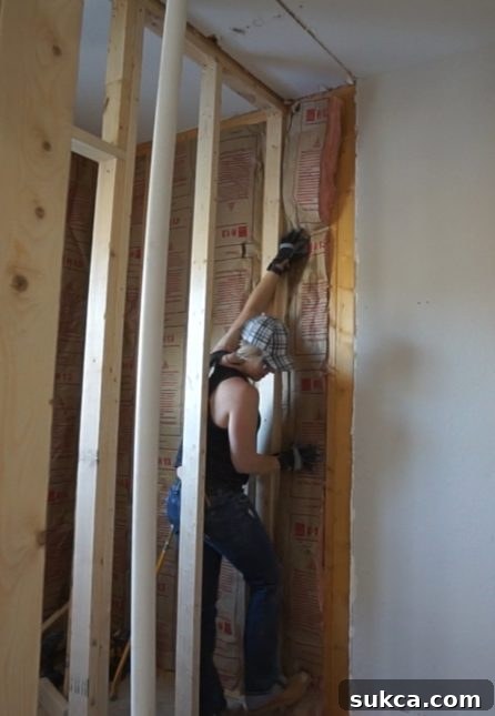 Jack and Jill bathroom framing.