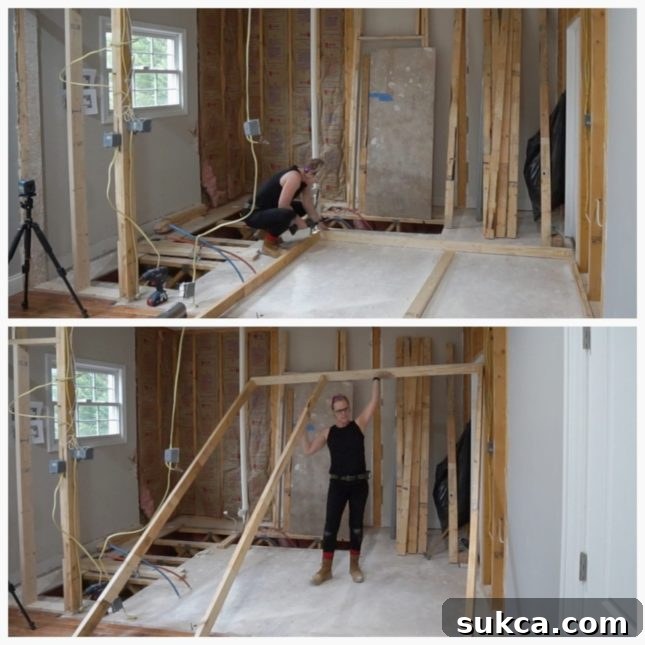 Jack and Jill bathroom framing.