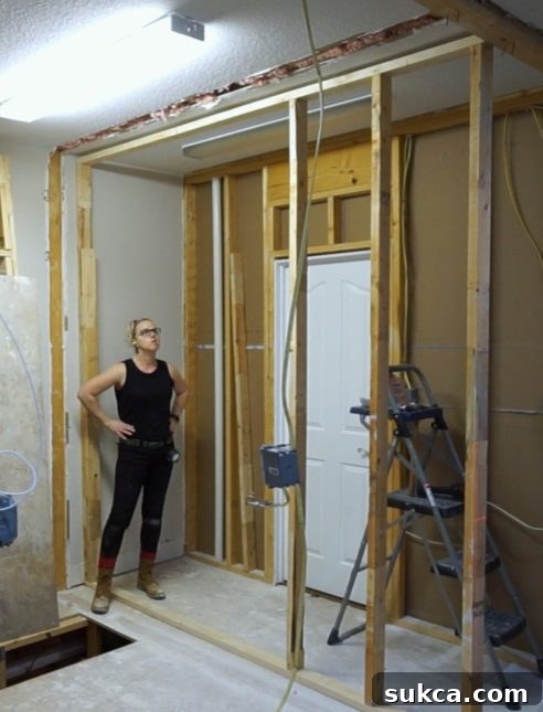 Jack and Jill bathroom framing.