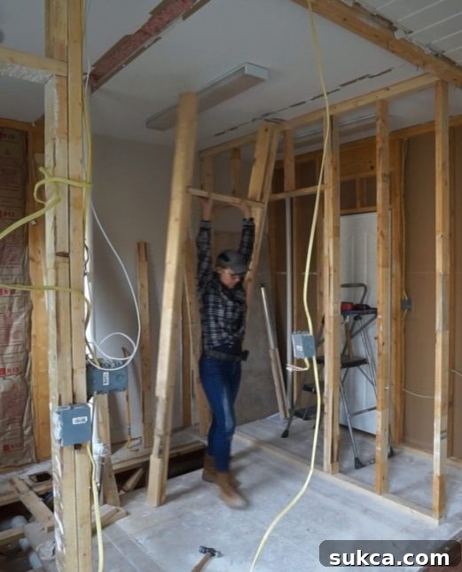 Jack and Jill bathroom framing.