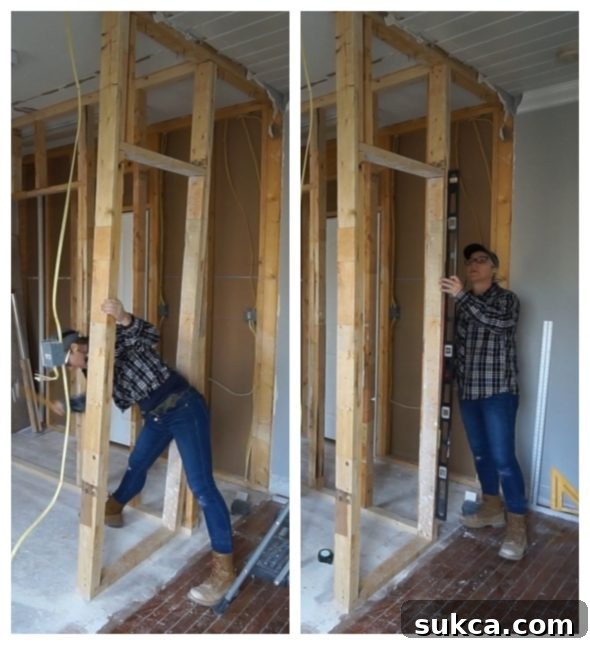 Jack and Jill bathroom framing.