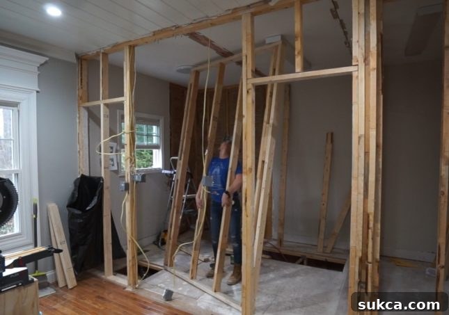 Jack and Jill bathroom framing.