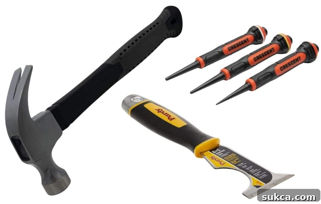 Selection of essential hand tools for general remodeling tasks