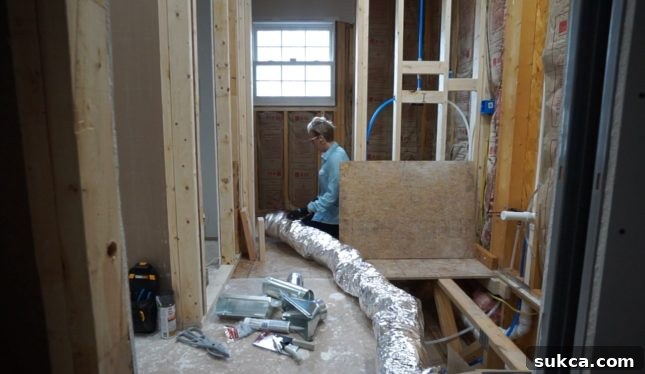 Bathroom Framing Completed Jack and Jill bathroom remodel framing complete, showing new wall structures