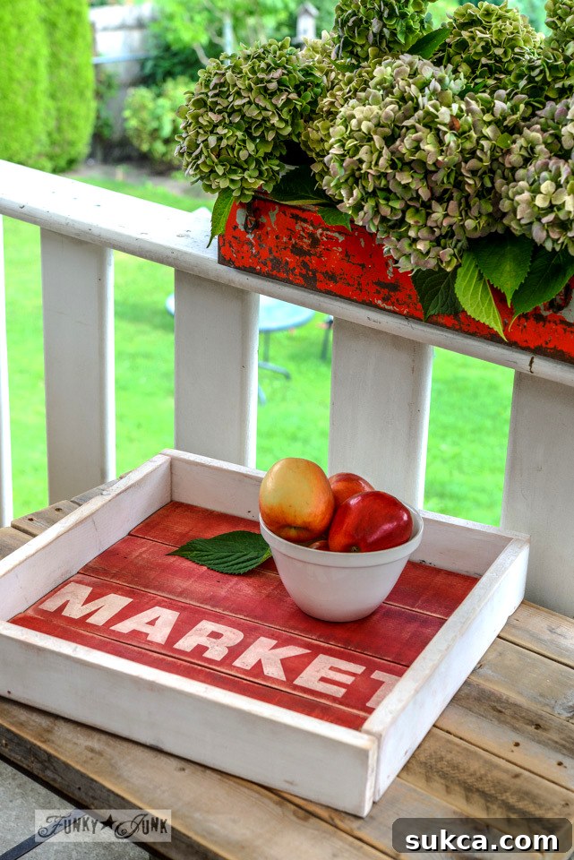 Beautifully Crafted DIY Reclaimed Pallet Wood Tray with a Rustic Paint Finish