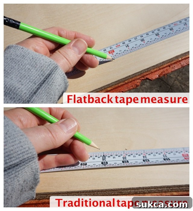 The Flatback measuring tape rolled up, emphasizing its flexible nature and portability. Flatback measuring tape