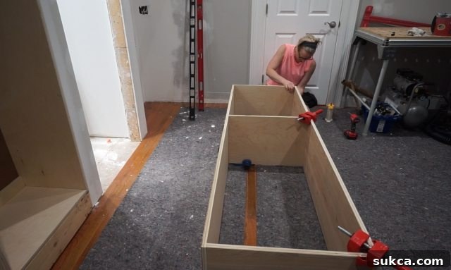 Linen Cabinet Construction for Bathroom Building the 14-inch deep linen cabinet for the Jack and Jill bathroom