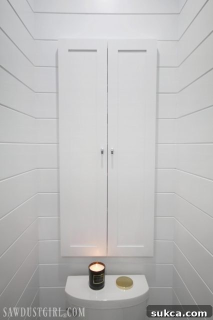Built-in between studs cabinet for toilet paper - with doors