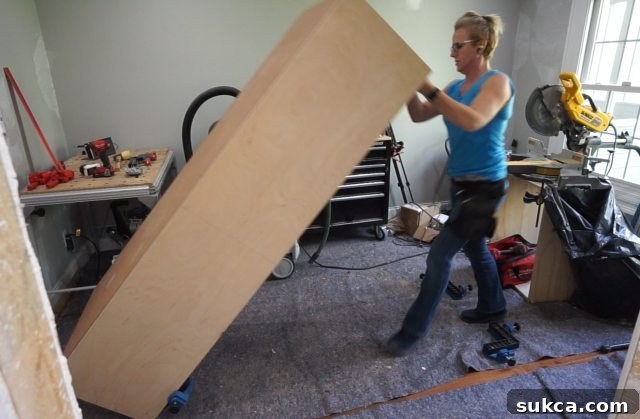 The deep left wardrobe cabinet designed for hanging clothes