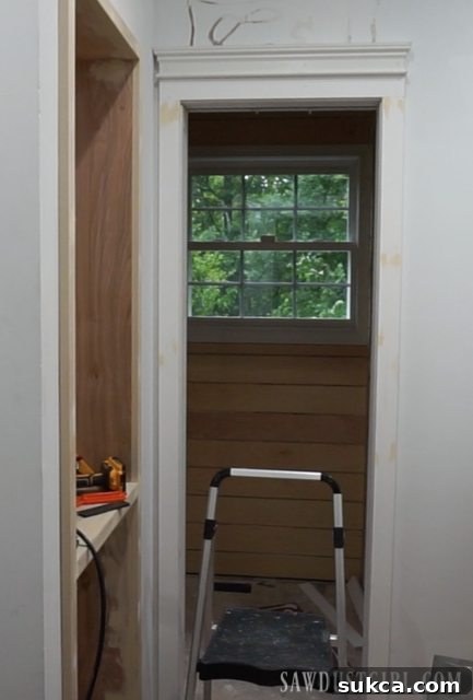 Revised door casing design after adjustments to suit the doorway dimensions