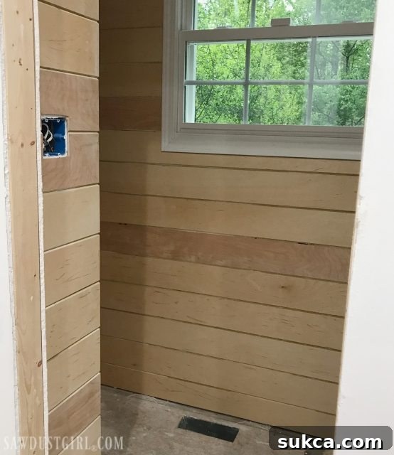 Plywood plank walls transformation