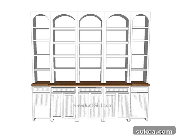 Partially completed cabinet structures awaiting face frames