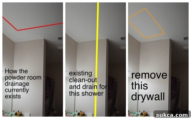 Drywall removal to inspect plumbing for re-routing options
