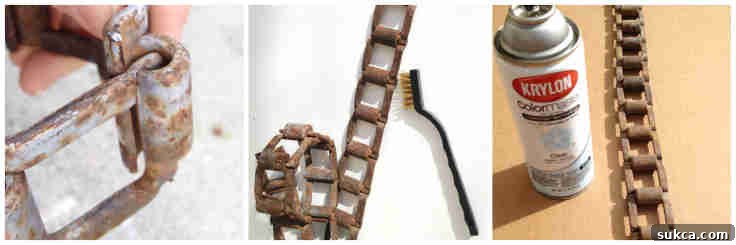 DIY Coat Rack Recycled Chain Prep