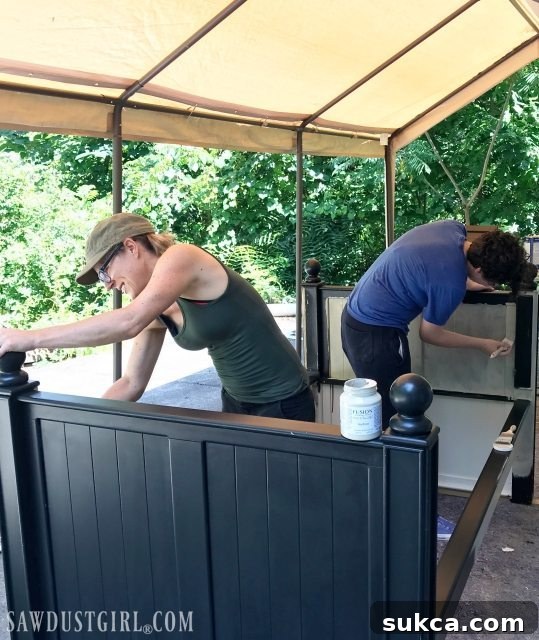 Painting upcycled daybed with Fusion Mineral Paint for a smooth and vibrant finish