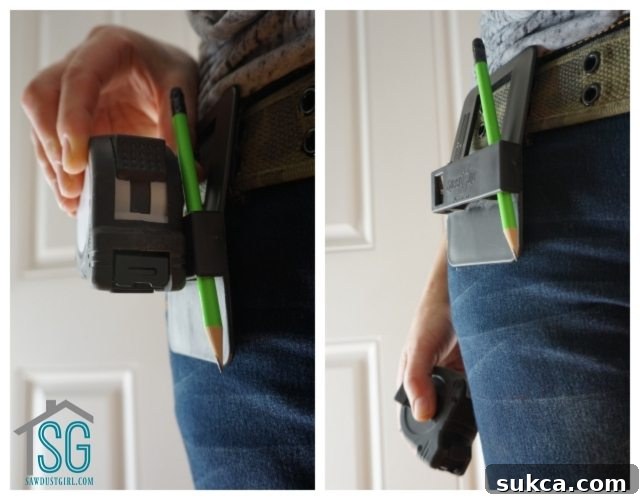 Speed Clip Tape Measure Holder showcasing its quick-attach belt clip