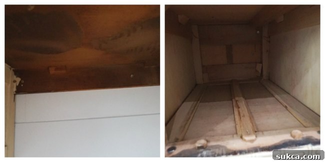 DIY Vanity Base Prep: Legs Cut and Mounted Vanity with Old Legs Removed, Secured to Wall