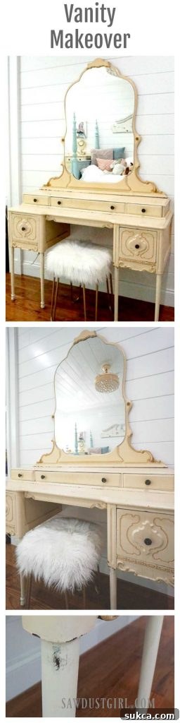 Bedroom Vanity Makeover: Final Look Finished Glamorous DIY Vanity in a Bedroom