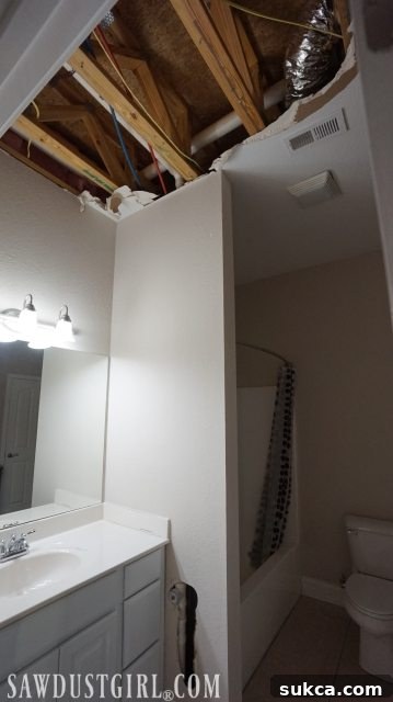 Dumbly Plumbed: Bathroom Ceiling Exposed