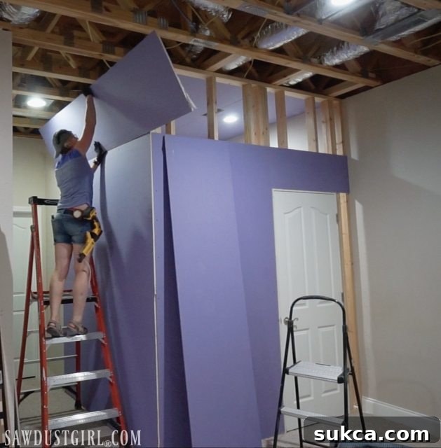 Finished drywall walls in the new basement closet
