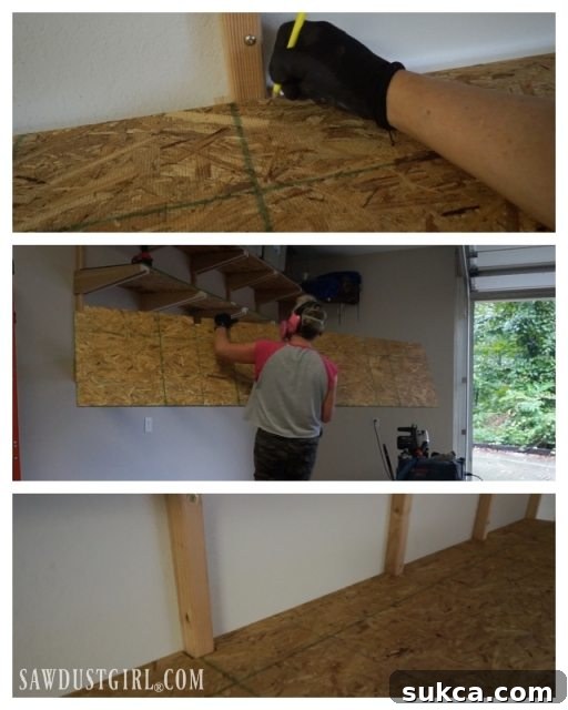 Notching shelving material around wall cleats.