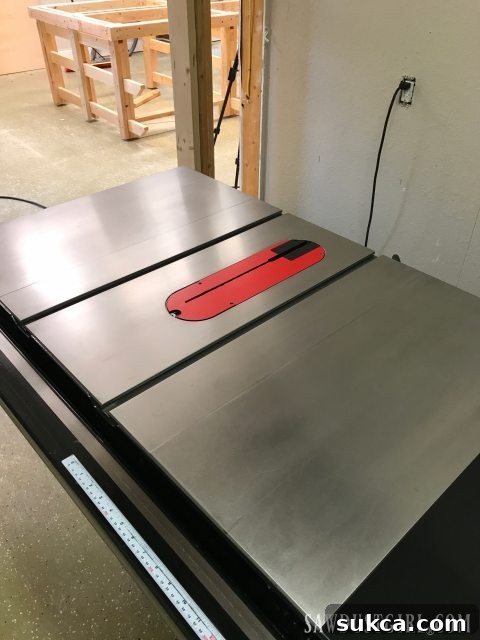 Cleaned and protected table saw surface showcasing a rust-free, smooth finish