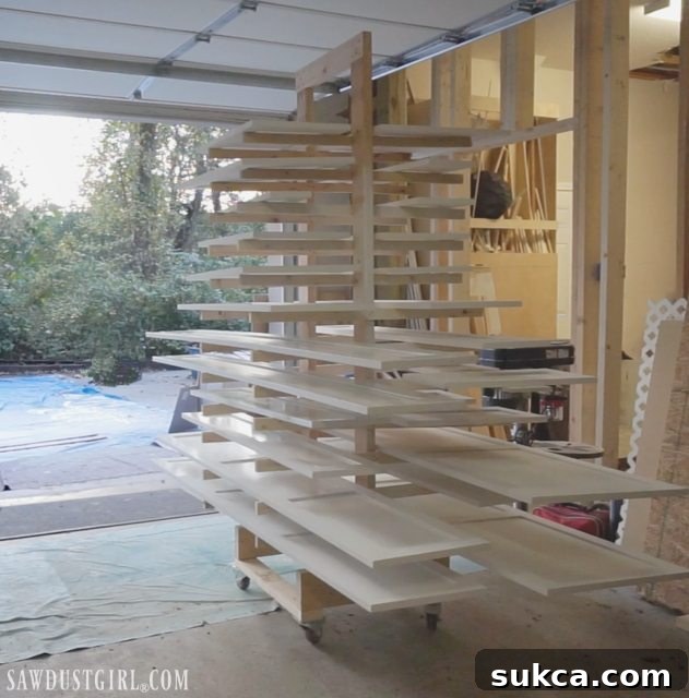 DIY mobile paint drying rack for cabinet doors