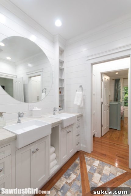 Completed guest closet and jack and jill bathroom with ample storage