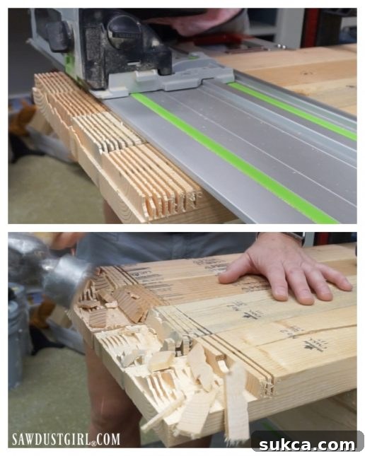 Cleaning up half-lap joints for a paint drying rack