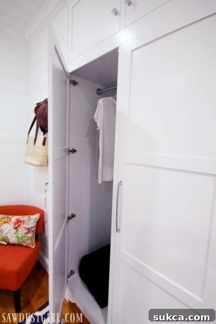 Integrated Storage for Compact Bedrooms 8 Custom closets built seamlessly into the wall, offering smart storage solutions for small bedrooms.