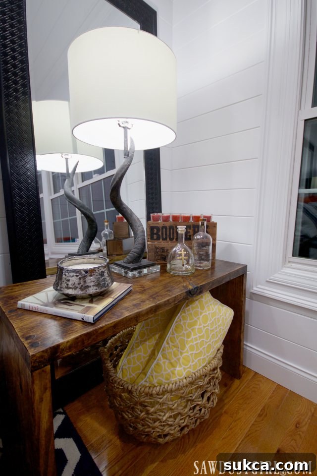 DIY Bedside Tables in the guest bedroom, highlighting their unique construction and finish.