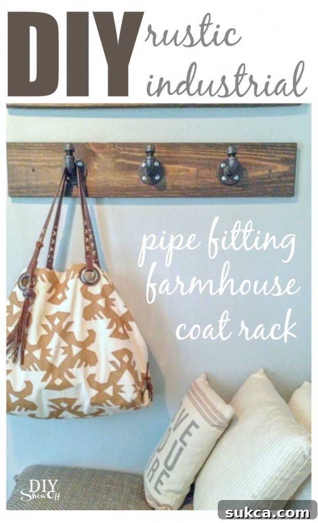 Farmhouse Coat Rack with Industrial Elements Farmhouse Style Entryway Coat Rack