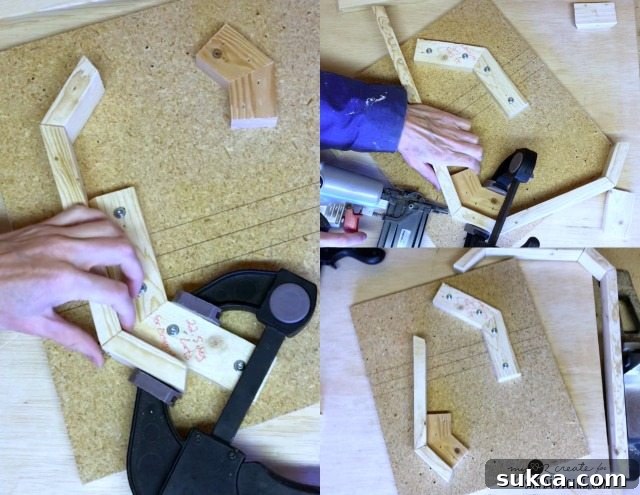 Assembling a long octagon tray shape with the jig