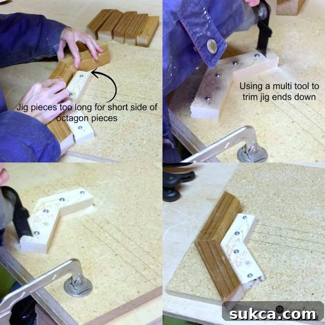 Trimming the octagon jig for smaller geometric shapes