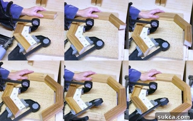 Finishing a wooden octagon shape on the jig