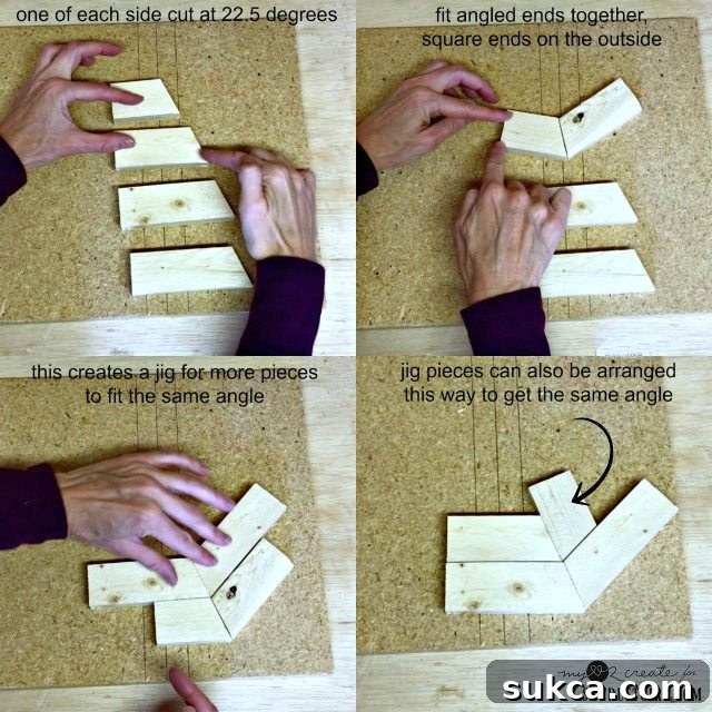 Arranging angled pieces to create an octagon jig