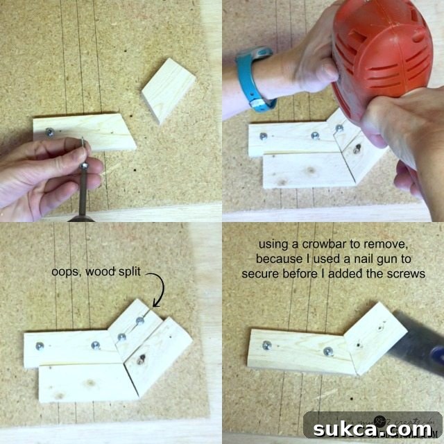 Securing jig pieces to the scrap wood base
