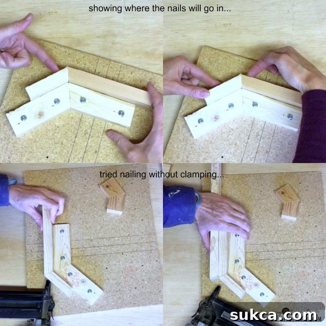Optimal nailing points for attaching angled joints with an octagon jig