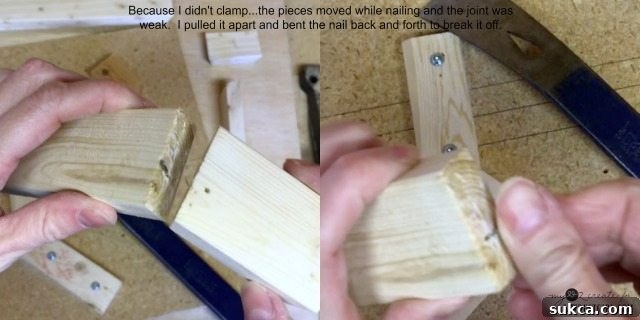 Weak joint and broken nail from inadequate clamping with the octagon jig