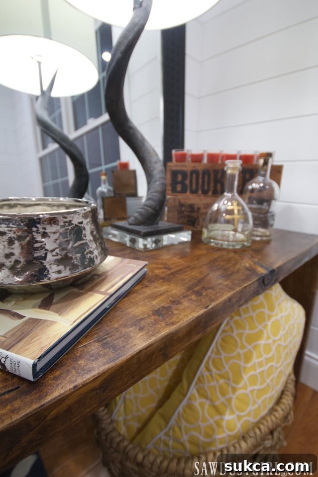 Two DIY nightstands stained and finished with Briwax, perfectly accentuating the guest bedroom decor.