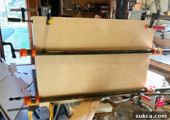 How to build cabinets with pipe clamps to adjust bowed sections