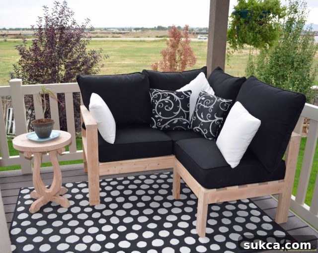 Completed DIY Outdoor Loveseat and Chair Combination