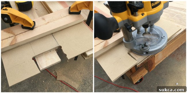 Jig for routering tenons for mortise and tenon wood joints.