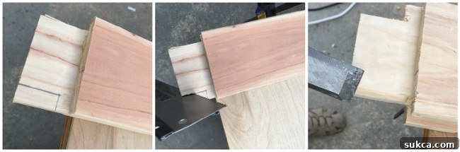 Cutting haunches on tenons to create haunched mortise and tenon joints.
