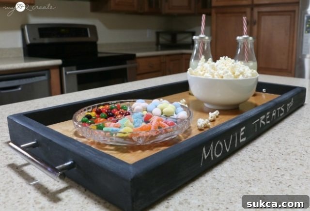 Chalkboard Side Wood Serving Tray for Customizable Messages Chalkboard and wood serving tray for labeling and personalization