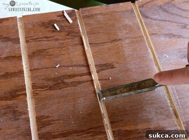 Clearing out imperfect table saw dado joints with a chisel